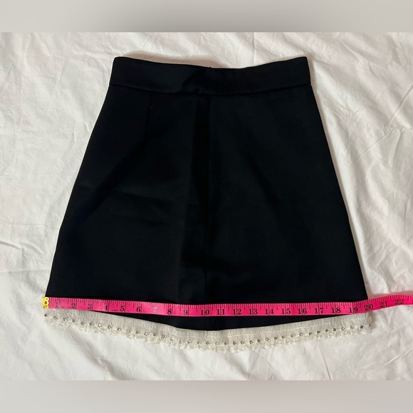 Miu Miu Black Mini Skirt with White Lace Trim and Rhinestone and Beading Small - Picture 10 of 13
